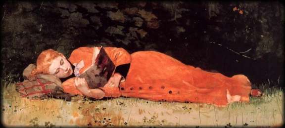 Winslow Homer, The New Novel, acquerello 1877