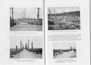 Due pagine della guida, i campi sono ancora devastati, gli alberi bruciati, i cimiteri ancora 'provvisori'