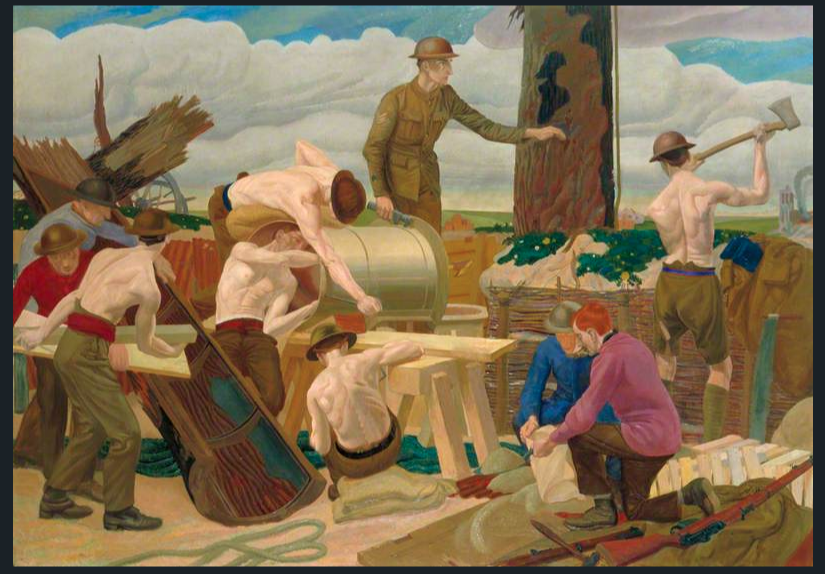 Leon Underwood, Erecting a Camouflage Tree (1919)