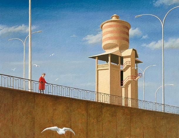 Jeffrey Smart, Alma Mahler Feeding the Birds 1968 (Wikiart)