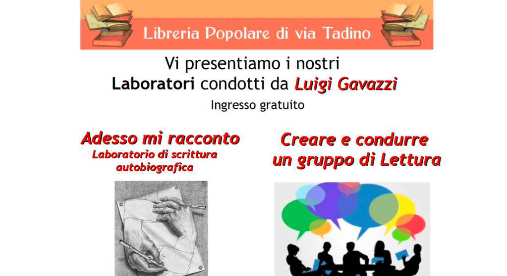 Presentazione dei laboratori di scrittura autobiografica e di conduzione dei gruppi di lettura
